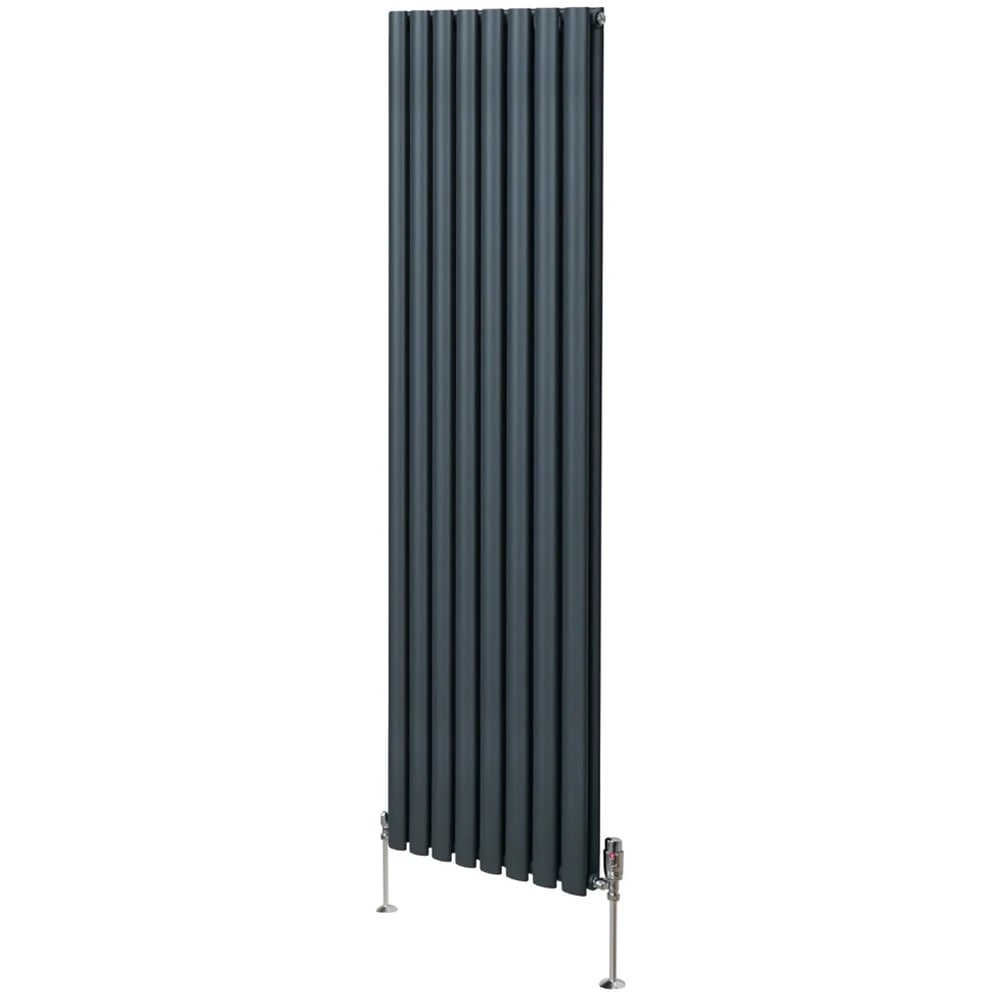 Monster Shop 6421BTU Anthracite Grey Oval Column Radiator and Valves 1800 x 480mm Image 3