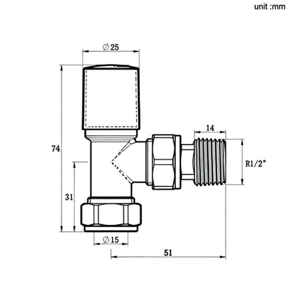Stech Homes Chrome Angled Manual Radiator Valve Image 2
