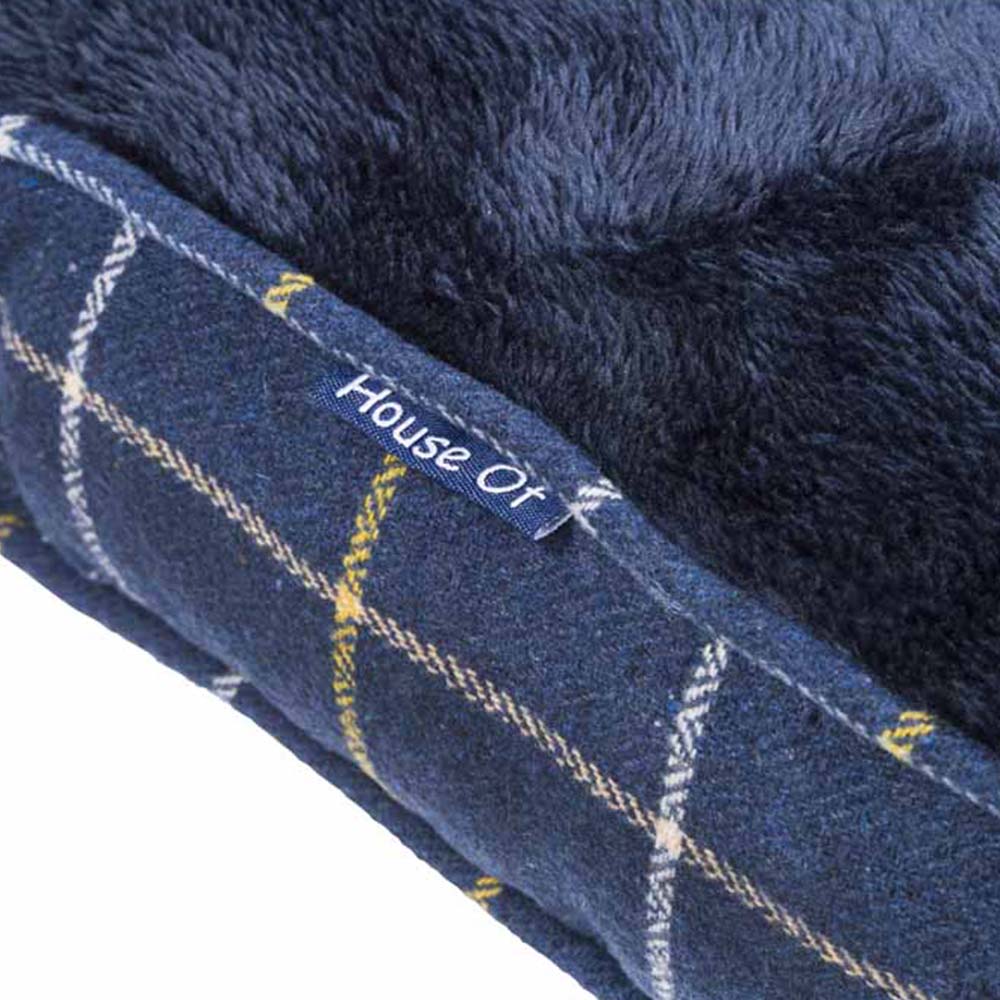 House Of Paws Navy Check Tweed Boxed Duvet Dog Bed Small Image 3