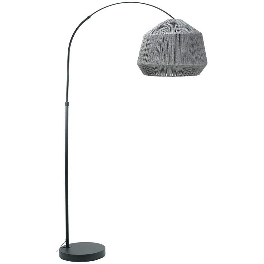 ValueLights Louis Grey Rope Dome Shade Black Curved LED Floor Lamp Image 1
