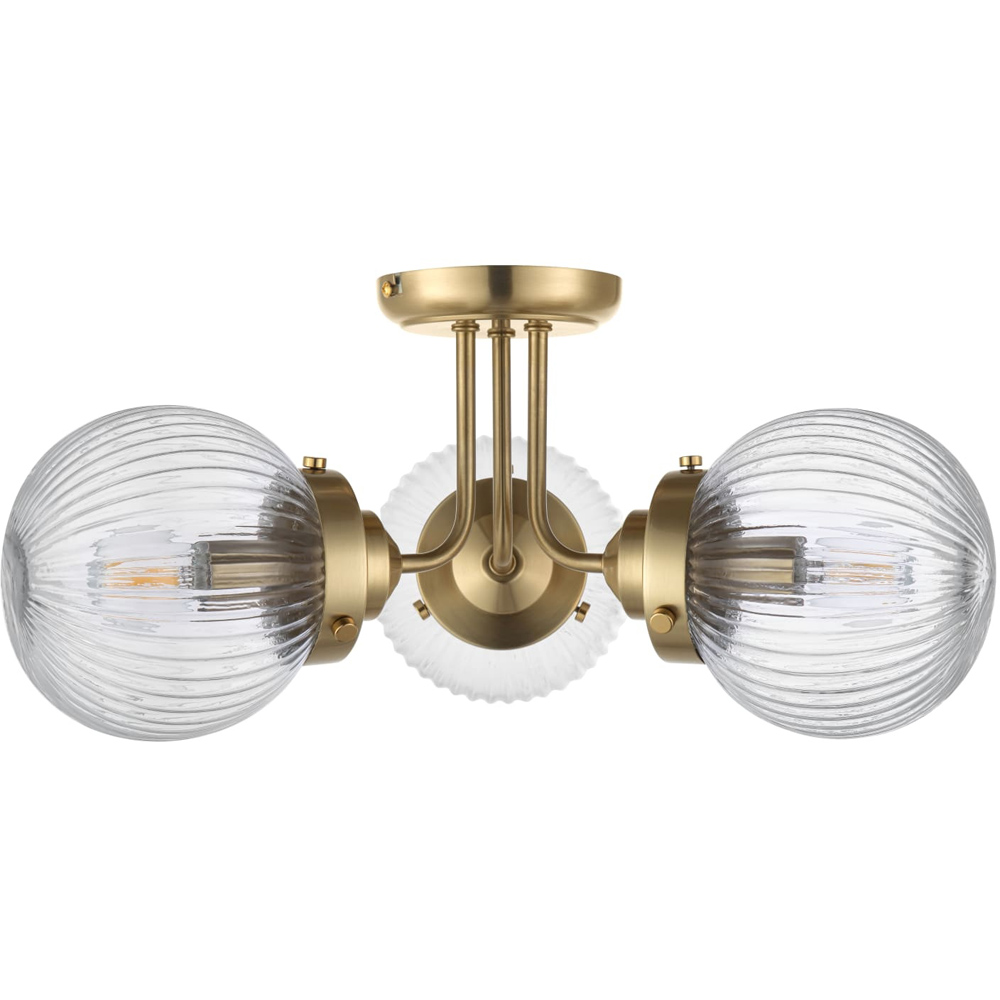 Cosylyte Finley Bathroom 3 Light Classic Ribbed Glass Brass Metal Base Side Ceiling Light Image 6