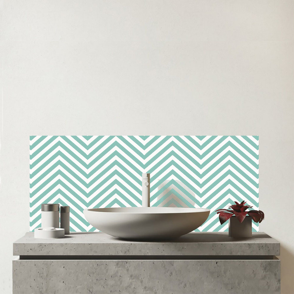 Warren Reed Designer Geometric Chevron Pattern Glass Bathroom Splashback 25 x 60cm Image 1