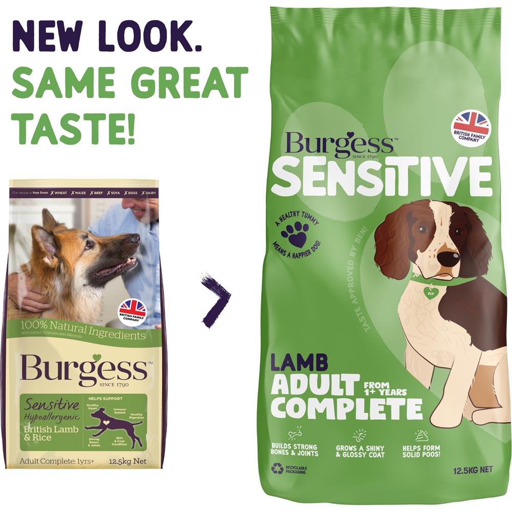 Burgess Sensitive Hypoallergenic Adult Complete Lamb and Rice Dog Food 12.5kg Image 2