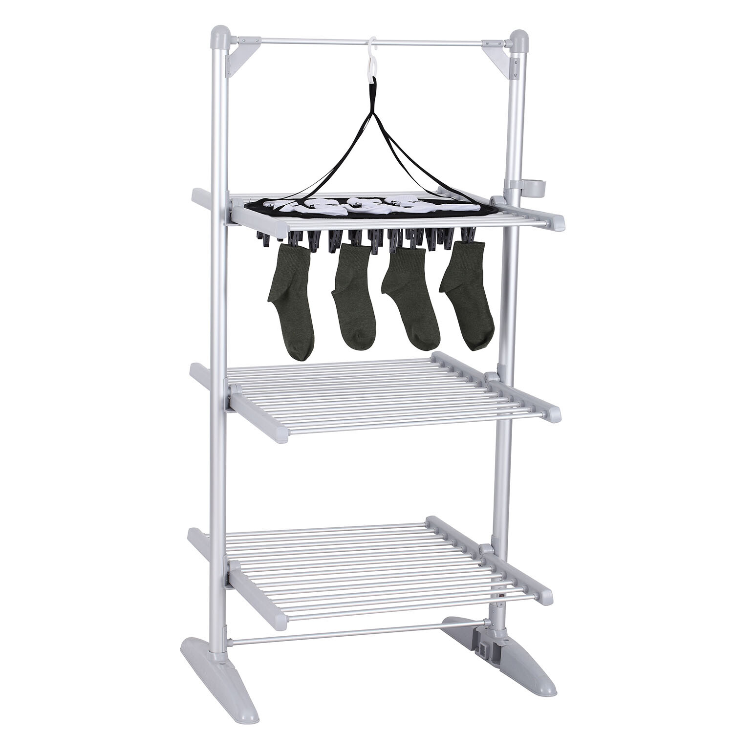 Mesh Airer with 30 Pegs - Silver Image 1