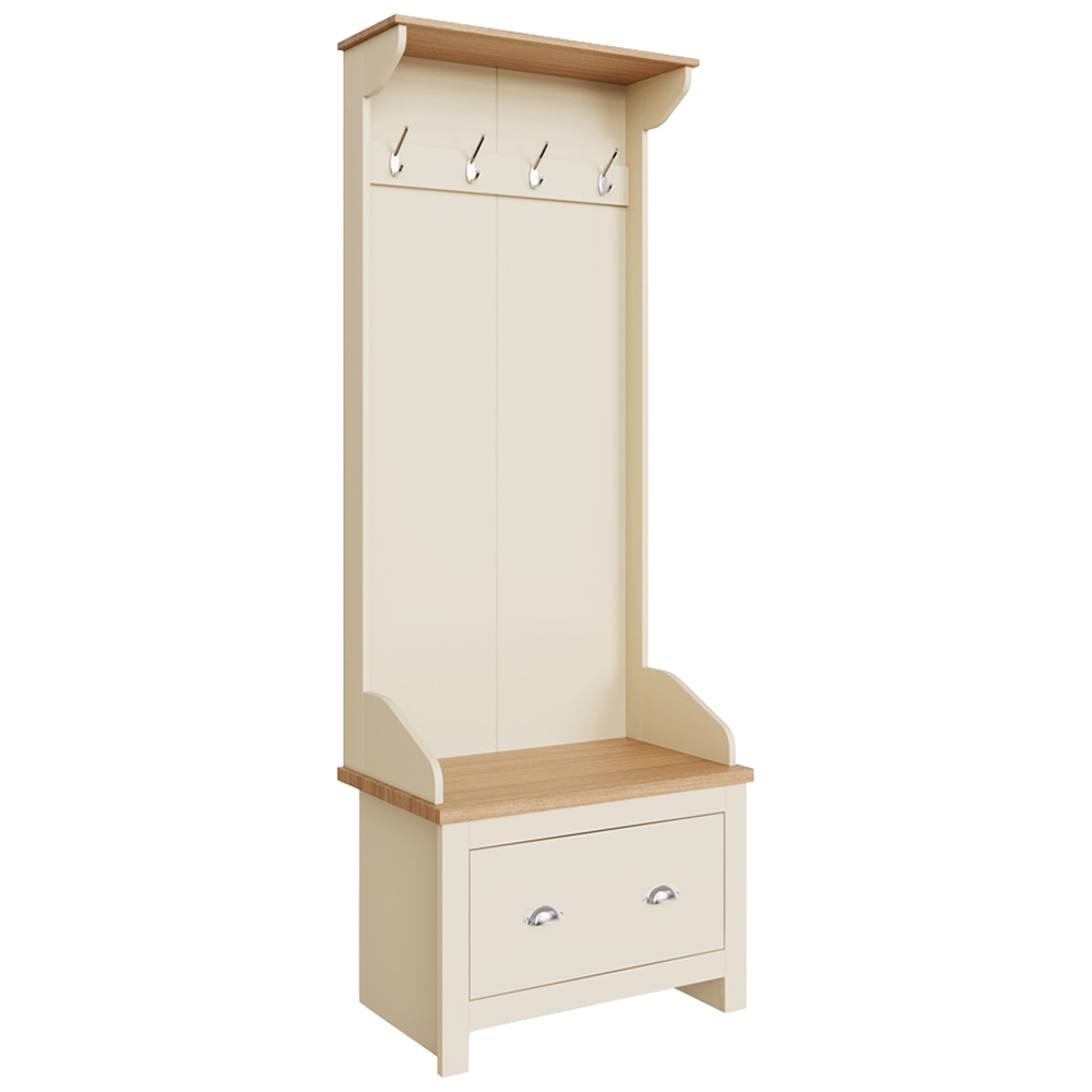GFW Lancaster Single Drawer Cream Hallway Storage Unit with Hooks Image 5