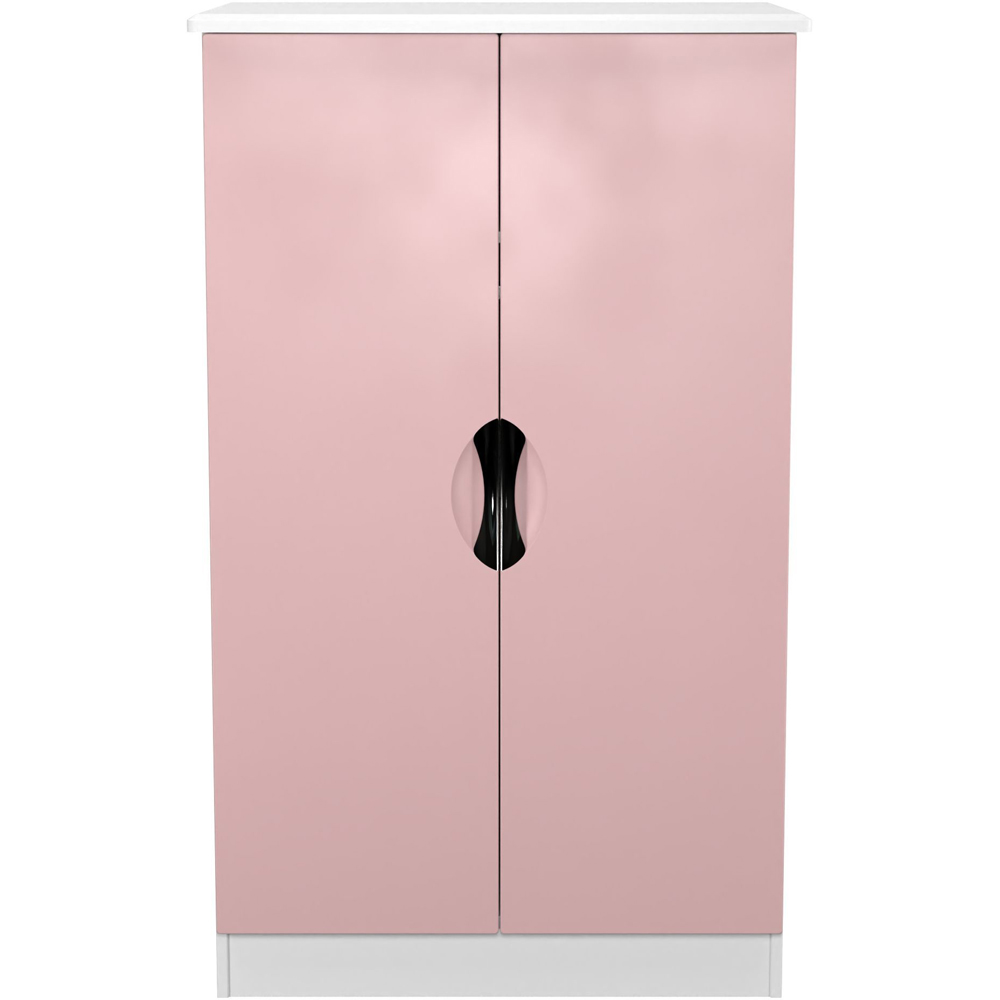 Crowndale Camden 2 Door Kobe Pink and White Midi Wardrobe Ready Assembled Image 2