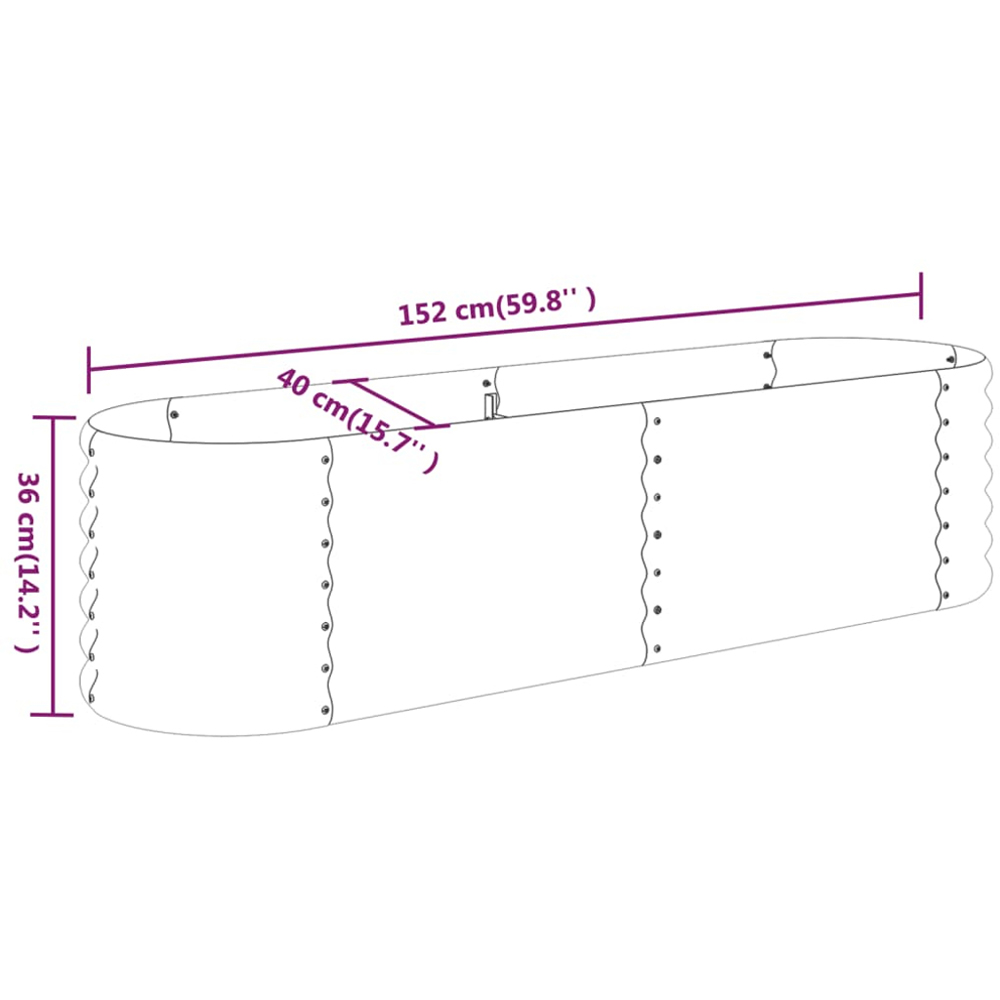 vidaXL Grey Galvanised Steel Raised Garden Bed 36 x 40 x 152cm Image 5