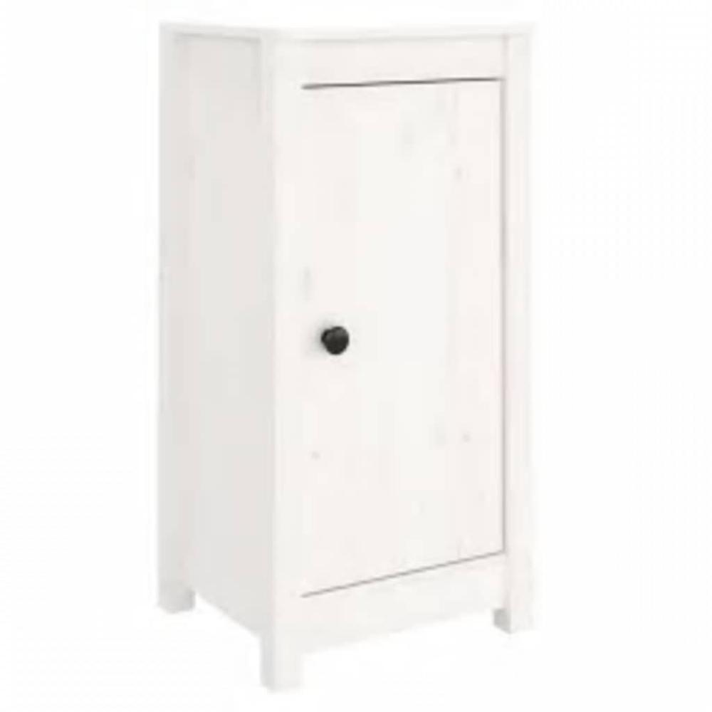 vidaXL Single Door White Pine Wood Sideboard Image 2