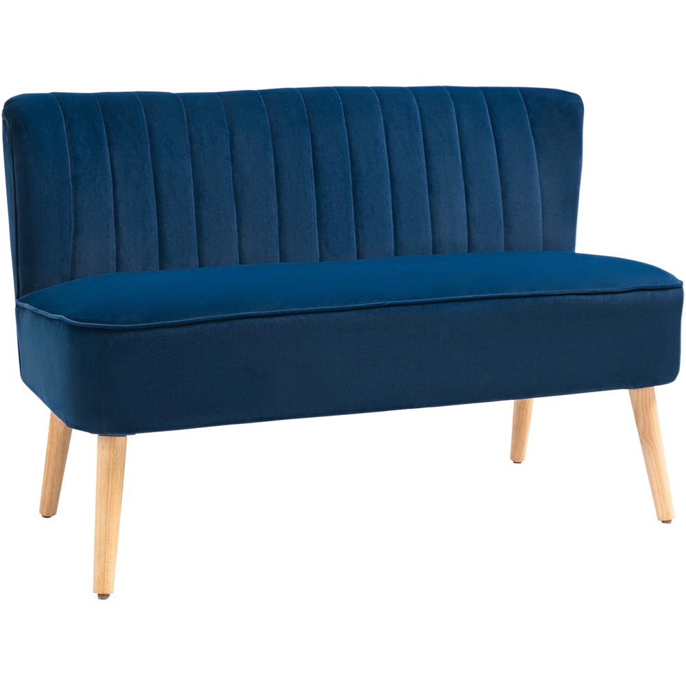 Portland 2 Seater Blue Velvet Dining Sofa Bench Image 2