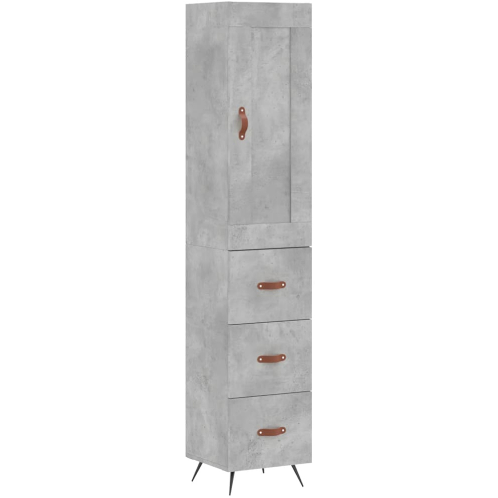 vidaXL Single Door 3 Drawer Concrete Grey Highboard Image 2