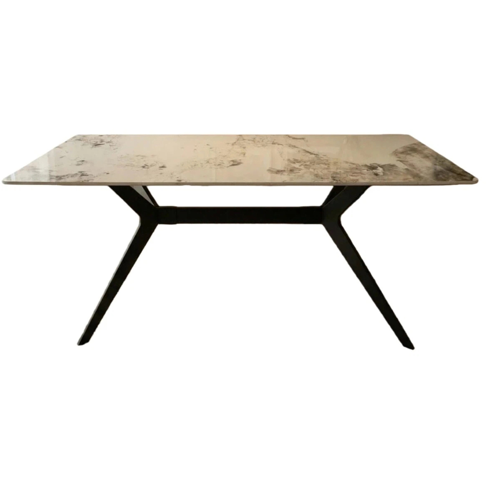 Indoor Living Emily 4 Seater Leather Marble Top Dining Set Grey Image 7
