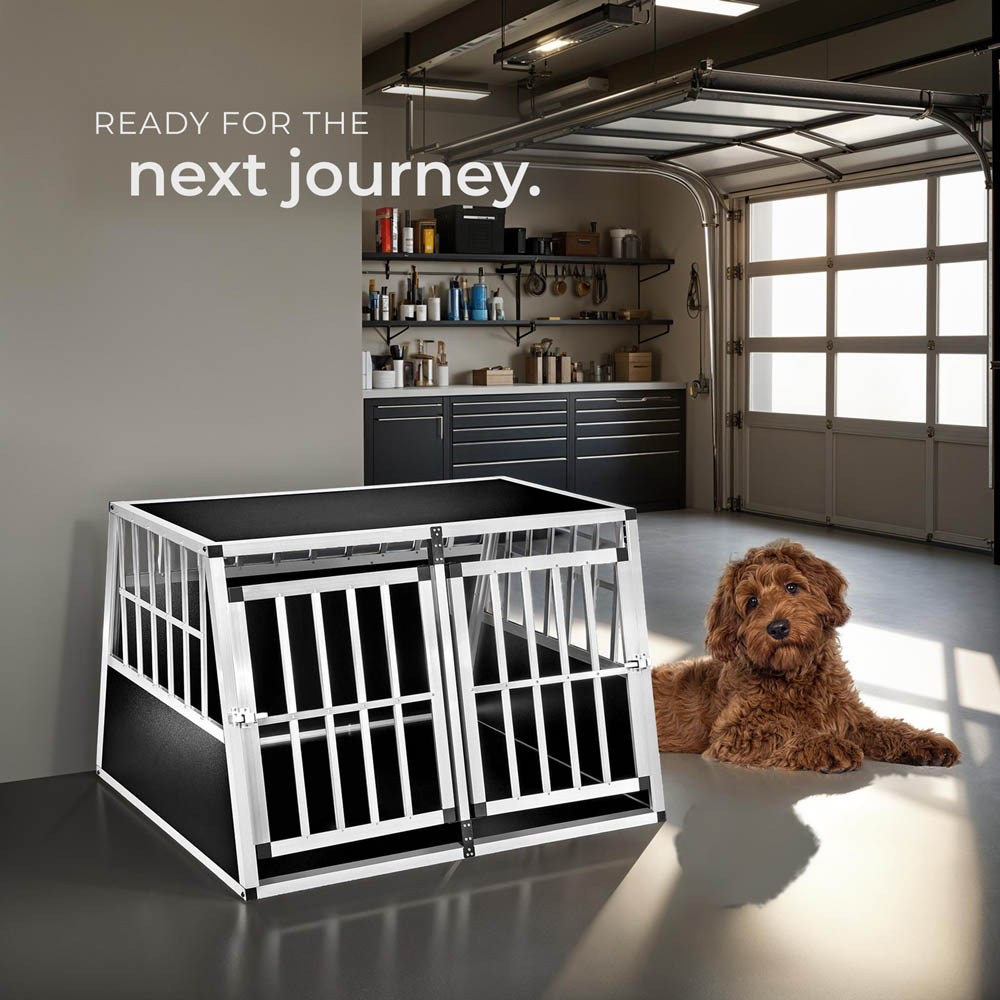 tectake Black Double Dog Crate 104cm Image 7