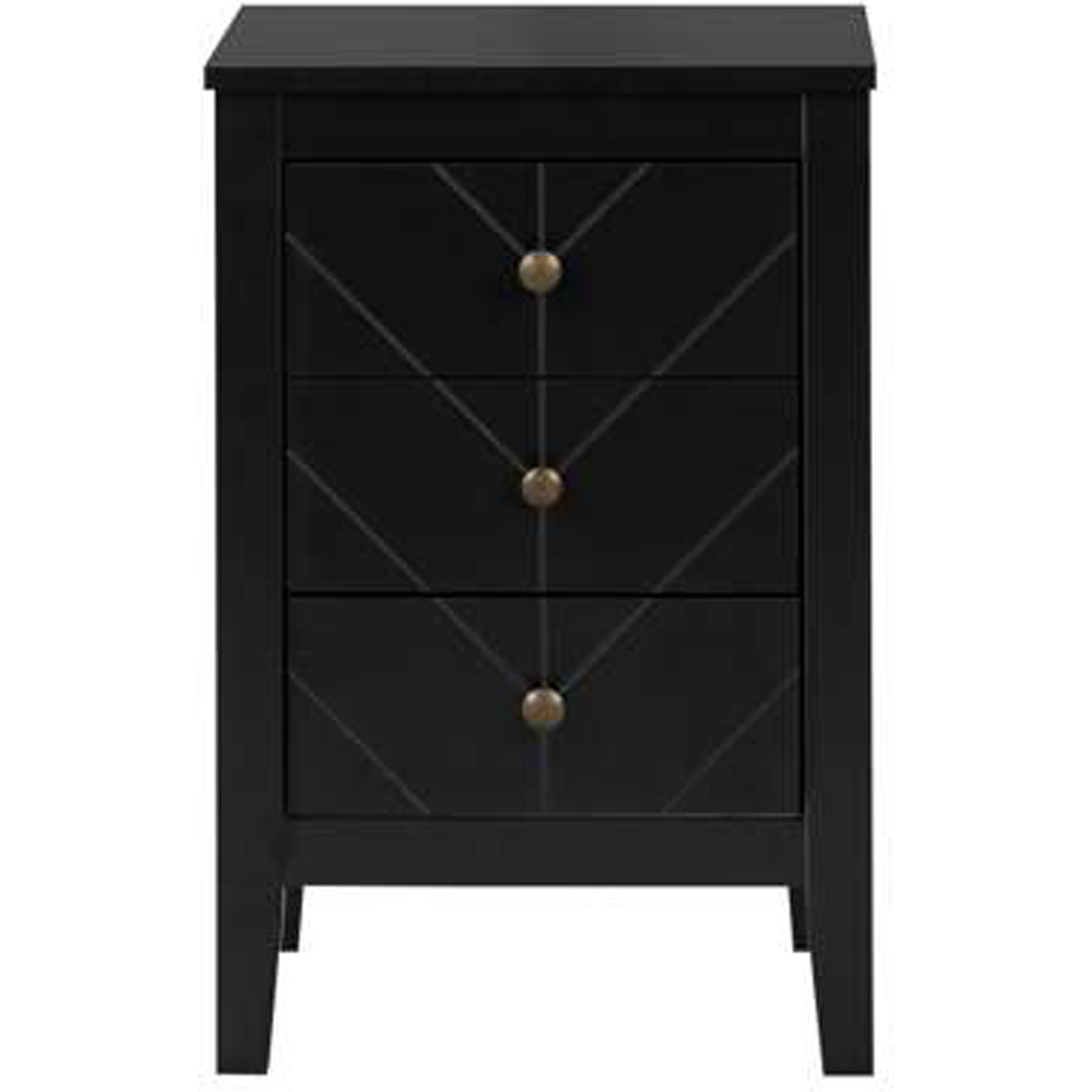 Birlea Emerson 3 Drawer Black Bedside Table Image 3