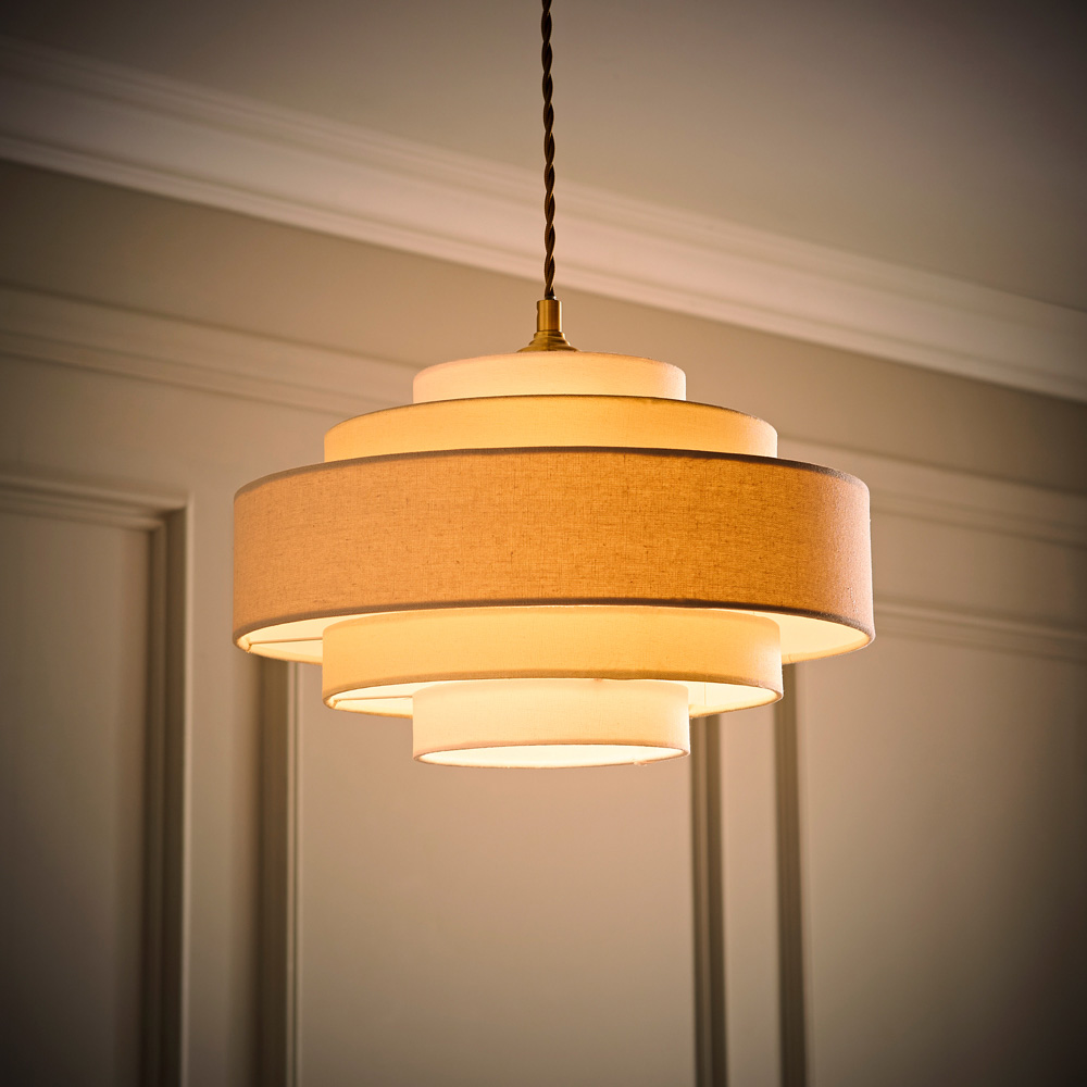 ValueLights Hampshire 5-Tier 3 Tone Cream Fabric Ceiling Pendant Lamp Shade Image 2