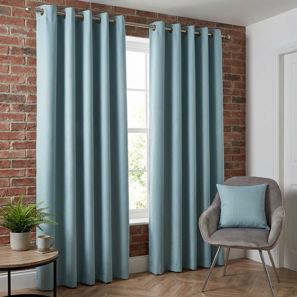 Taylor Blackout Eyelet Curtains - Duck Egg / 229cm Image 6