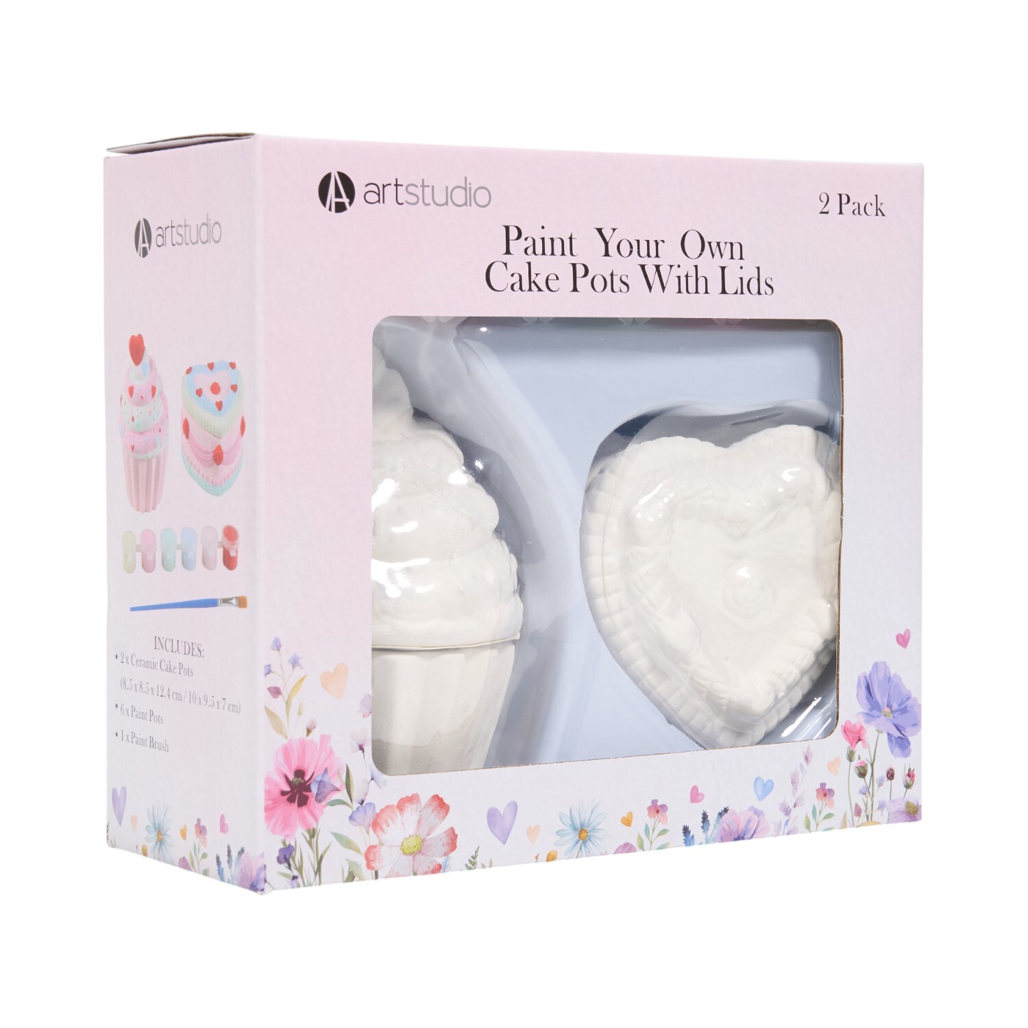 Paint Your Own Cake Pots with Lids Kit White Image 3