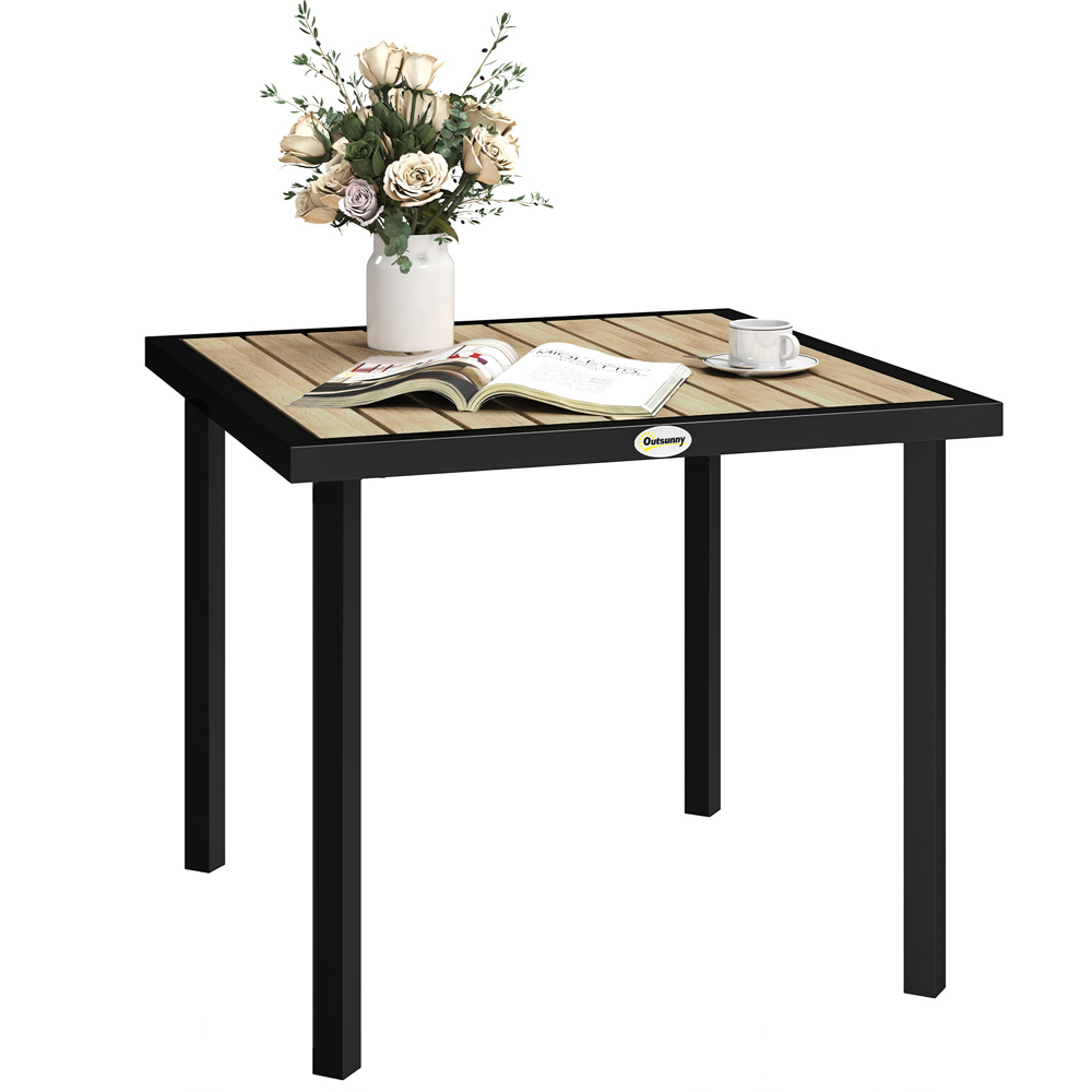 Outsunny 4 Seater Garden Table with Parasol Hole Brown Image 2