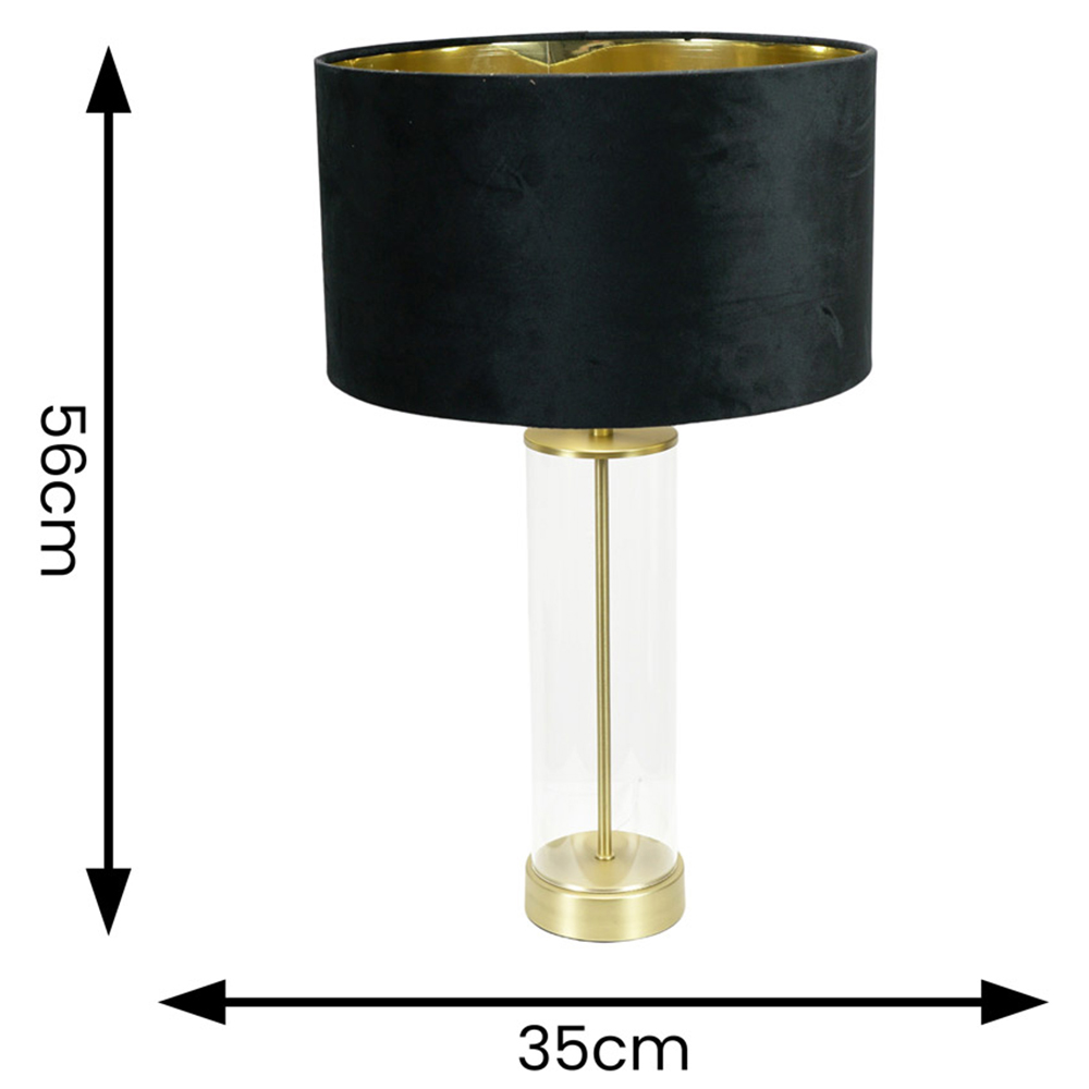 ValueLights Balan Gold Glass LED Table Lamp with Black and Gold Velvet Lamp Shade Image 4