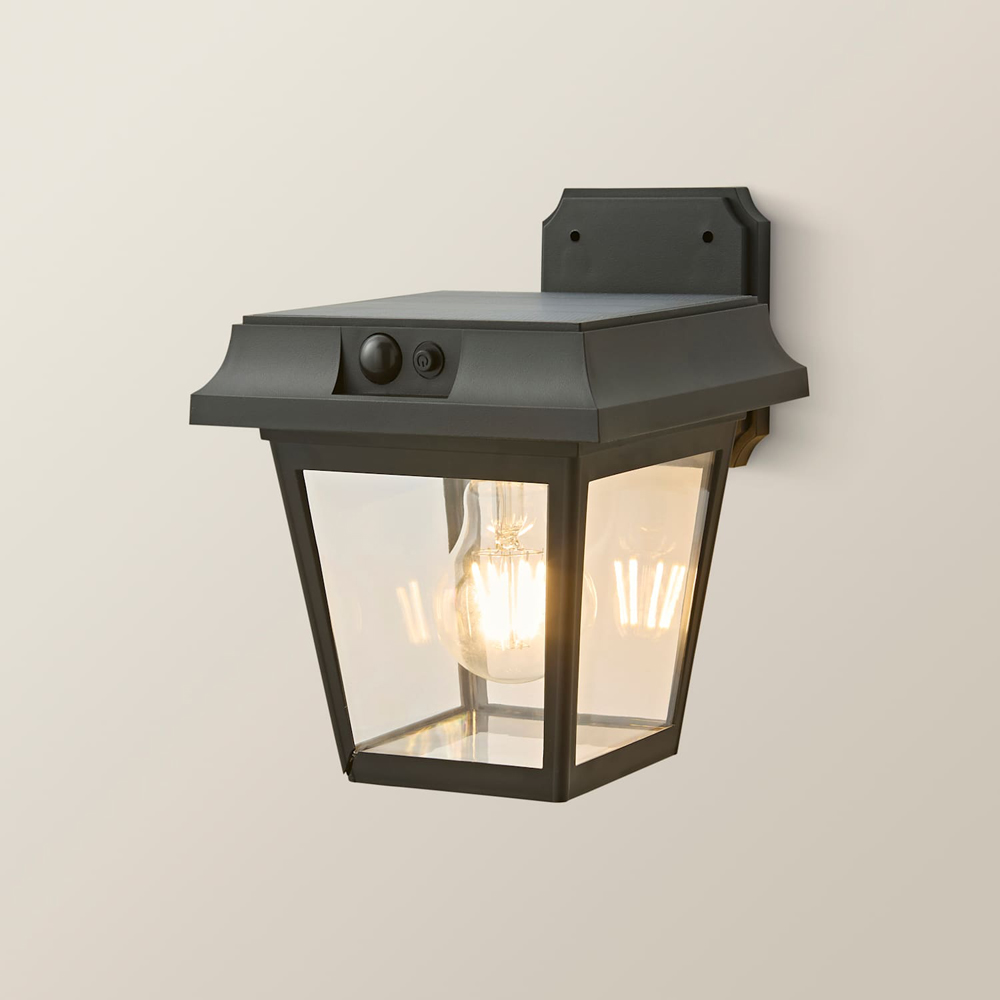 ValueLights Matte Black Solar LED Outdoor Wall Light with PIR Motion Sensor Image 5