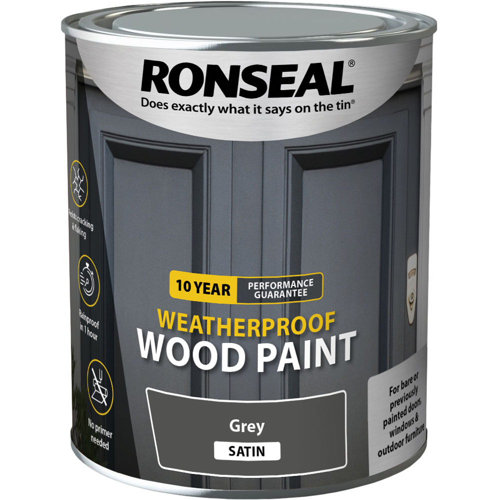 Ronseal 10 Year Weatherproof Wood Paint Grey Satin 750ml Image 3