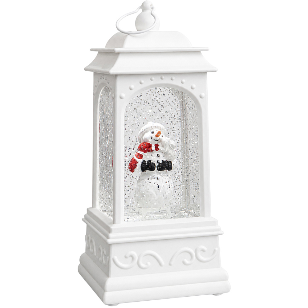 Samuel Alexander White LED Snowman Christmas Water Spinner Lantern 21cm Image 1
