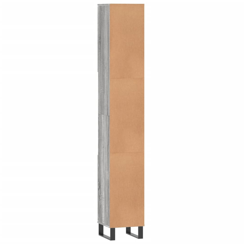 vidaXL 2 Door 2 Open Shelf Grey Sonoma Engineered Wood Bathroom Cabinet Image 8