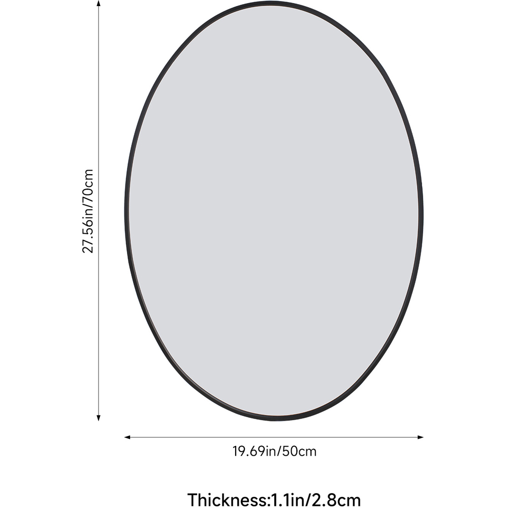 Living and Home Black Oval Aluminium Framed HD Float Glass Bathroom Mirror 50 x 70cm Image 8