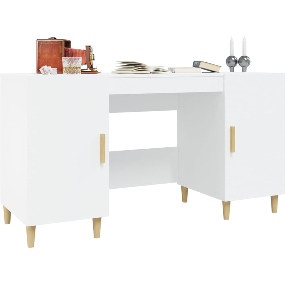 vidaXL 2 Door Computer Desk White Image 4