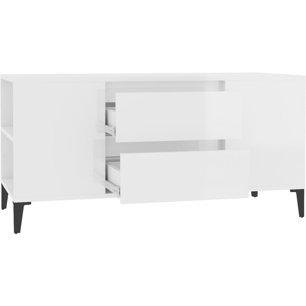 vidaXL 2 Drawer 4 Shelf High Gloss White TV Cabinet Image 7