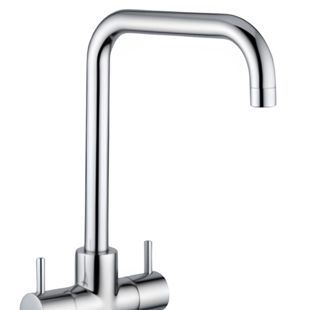 Piralla Vox Quad Polished Chrome Twin Lever Swivel Spout Kitchen Tap Image 2