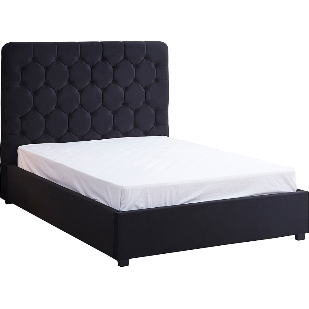 Seconique Madison Double Black Velvet Fabric Gas Lift Ottoman Bed Frame Image 3