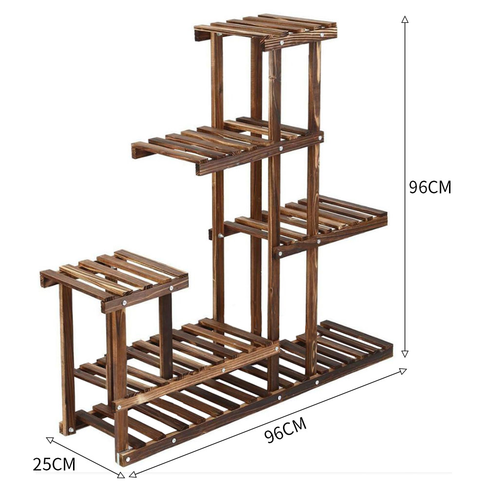 Living and Home Multi Tiered Rustic Brown Plant Stand Image 9