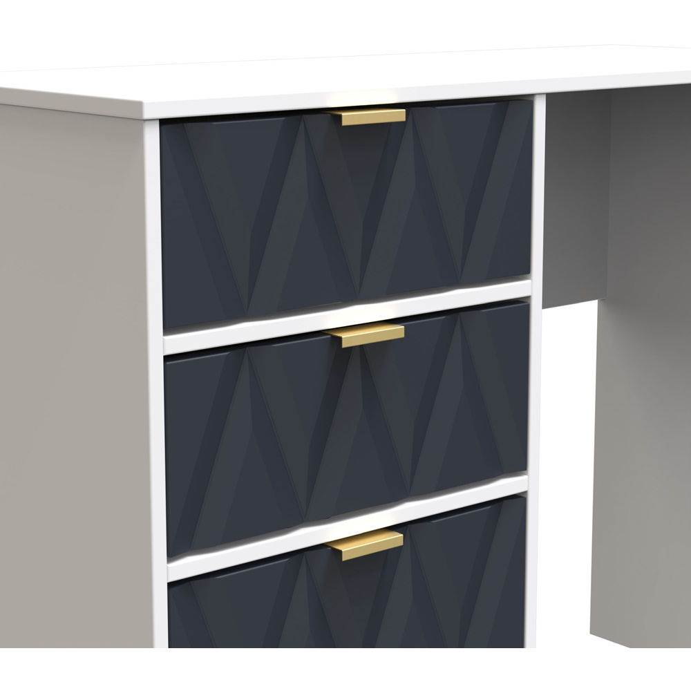 Crowndale Diamond Ready Assembled 4 Drawer Vanity Desk Matt Indigo and White Image 6