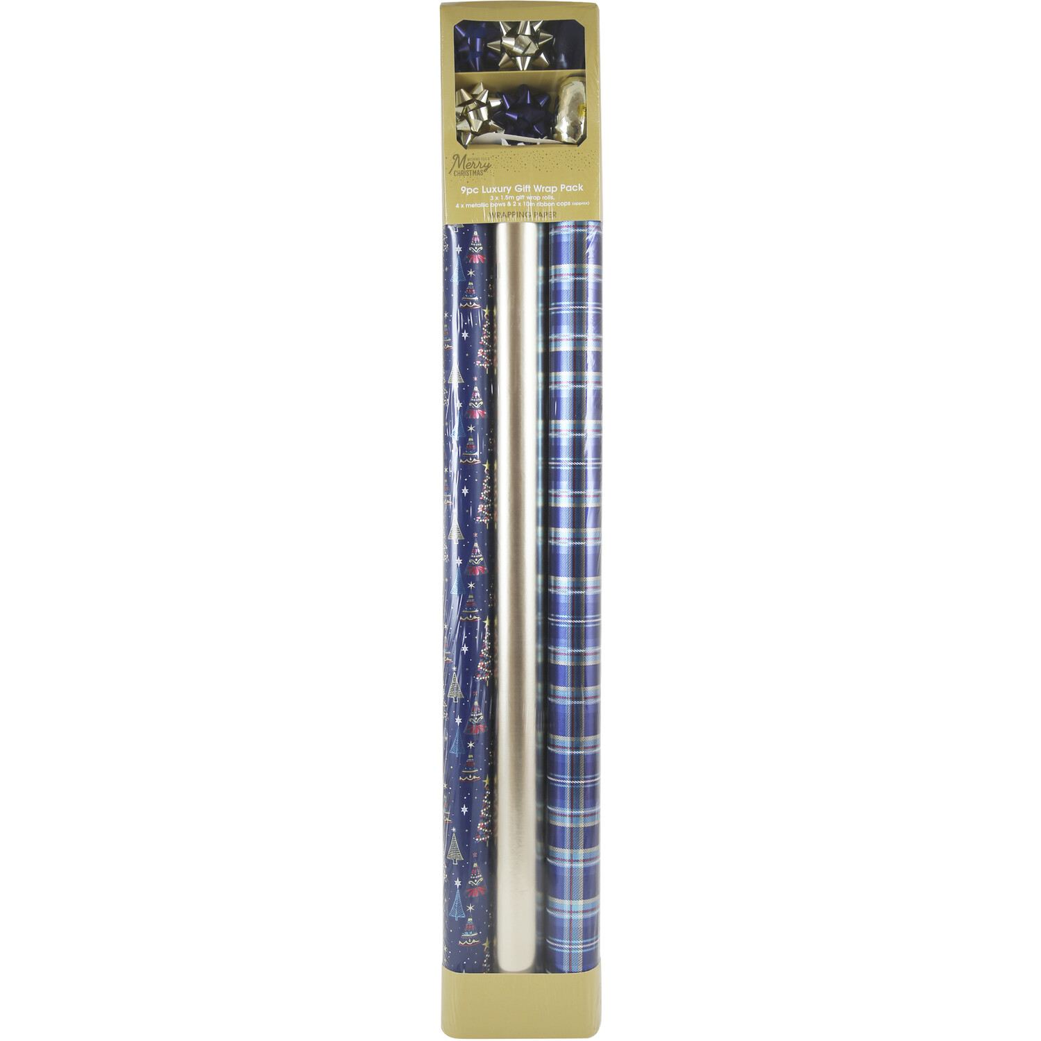9 Piece Luxury Gift Wrap Pack - Navy Image