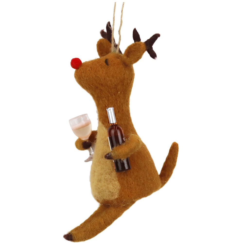Wool Wine Reindeer Hanging Decoration Brown Image 5