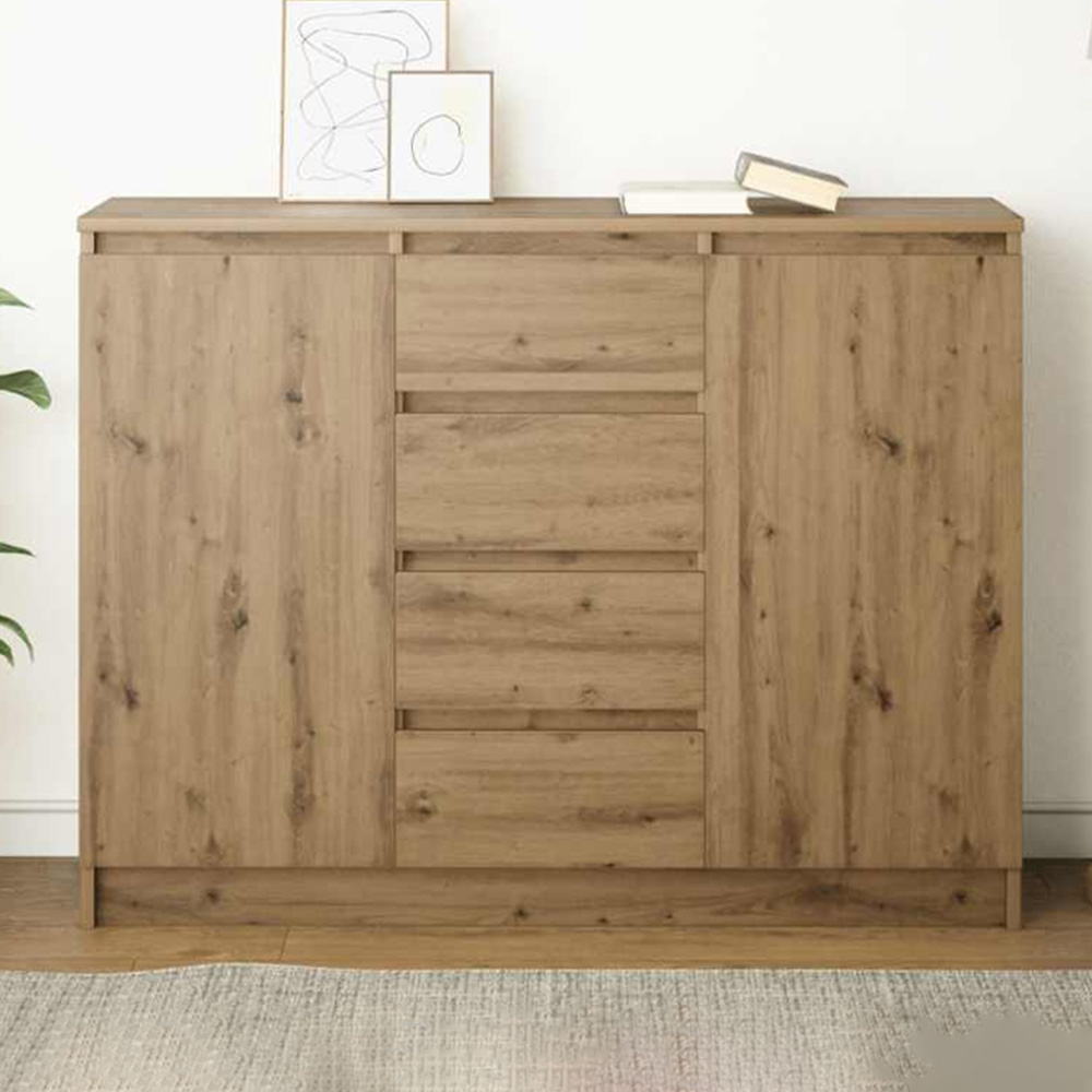 vidaXL 2 Door 4 Drawers Artisan Oak Sideboard Image 1
