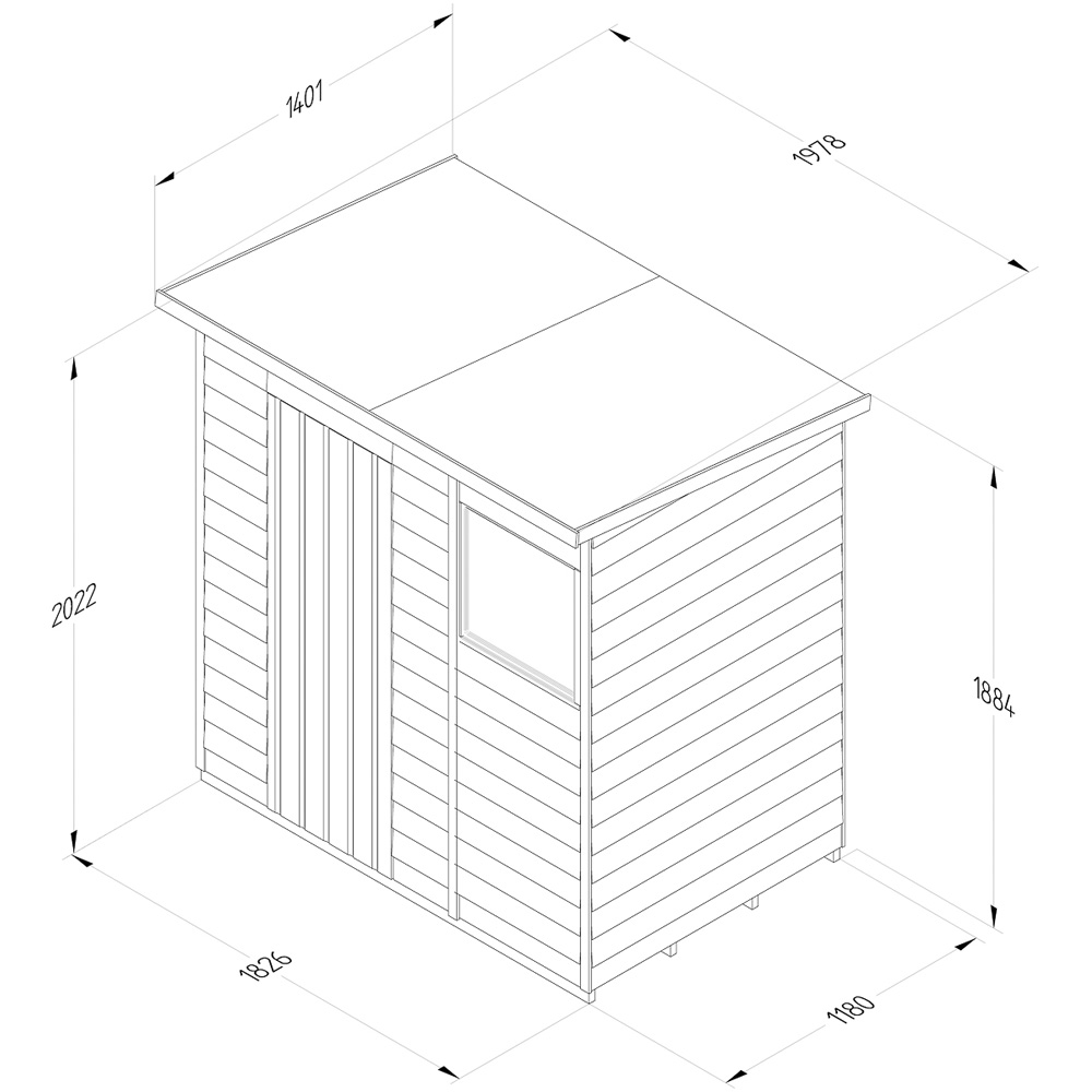 Forest Garden 4LIFE 6 x 4ft Single Door Single Window Pent Shed Image 9