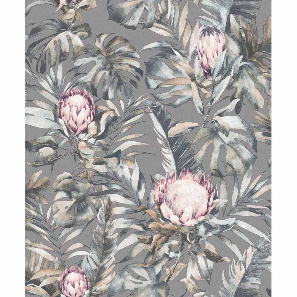 Holden Decor Protea Floral Grey Wallpaper Image 1