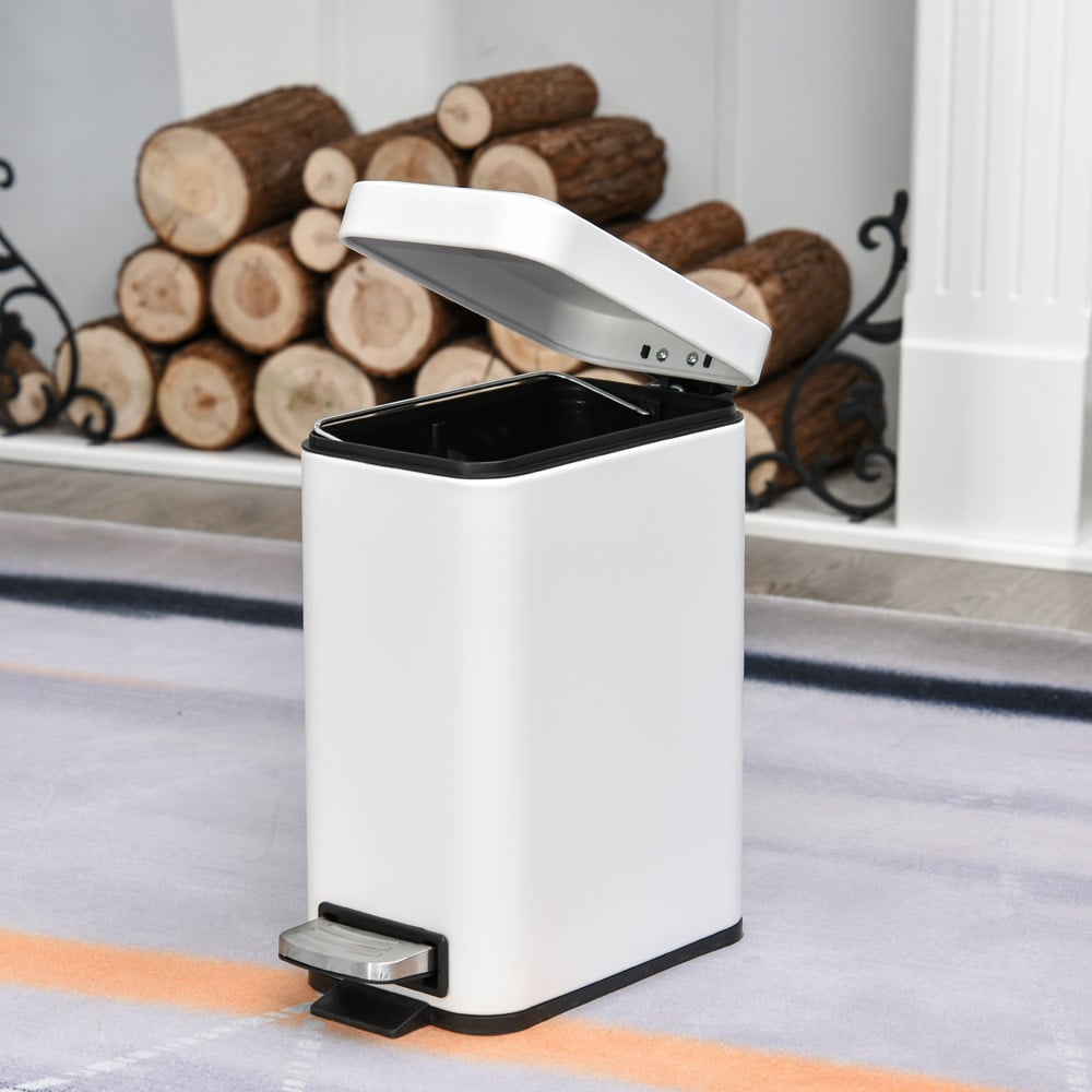 HOMCOM White Pedal Bin 5L Image 2