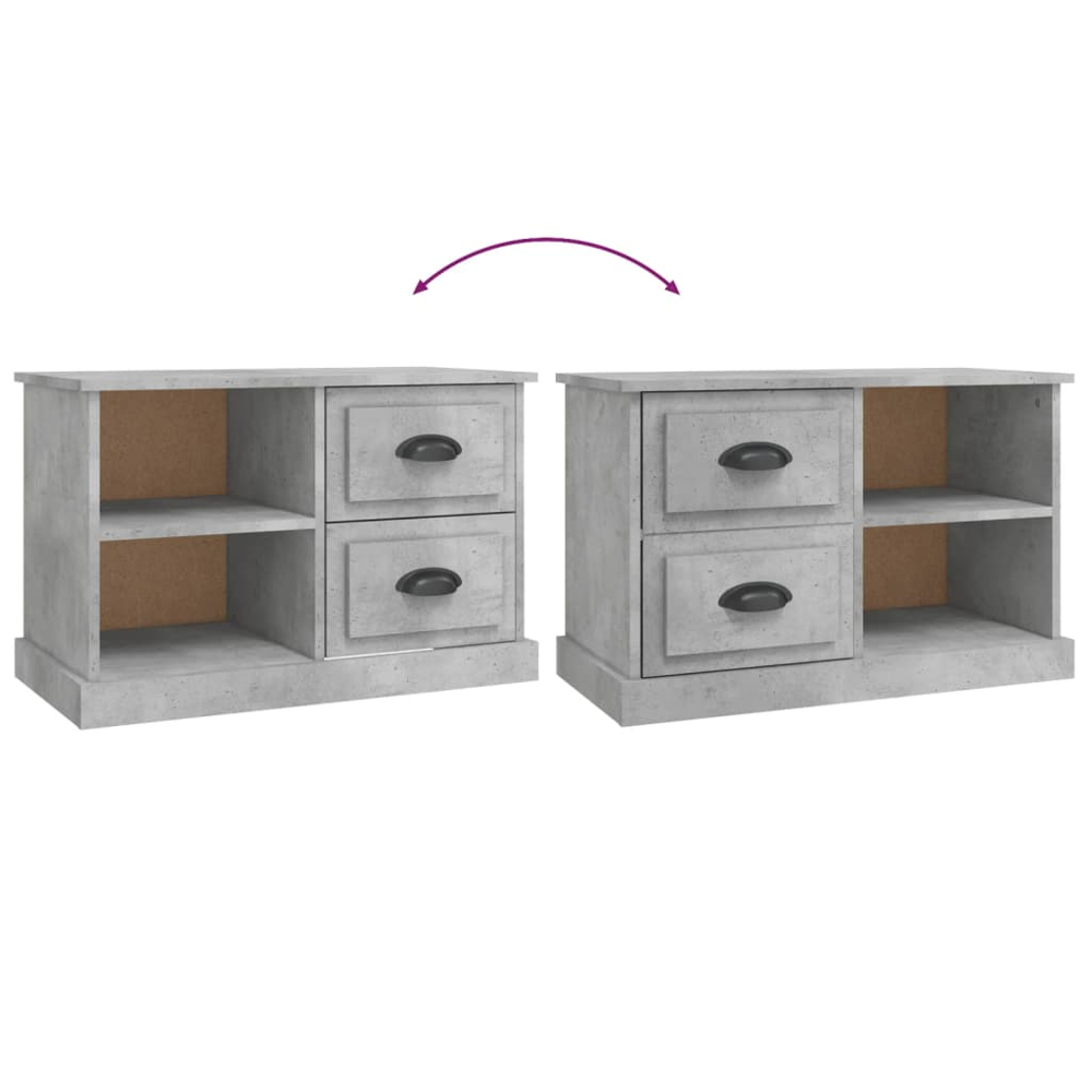 vidaXL 2 Drawer 2 Shelf Concrete Grey TV Cabinet Image 9