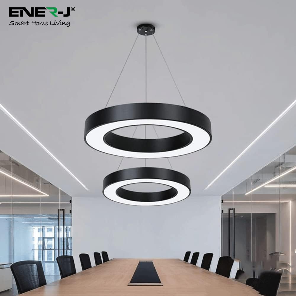 ENER-J Cool White LED 24W 6000K Hollow Round Minimalist Pendant Light Image 2