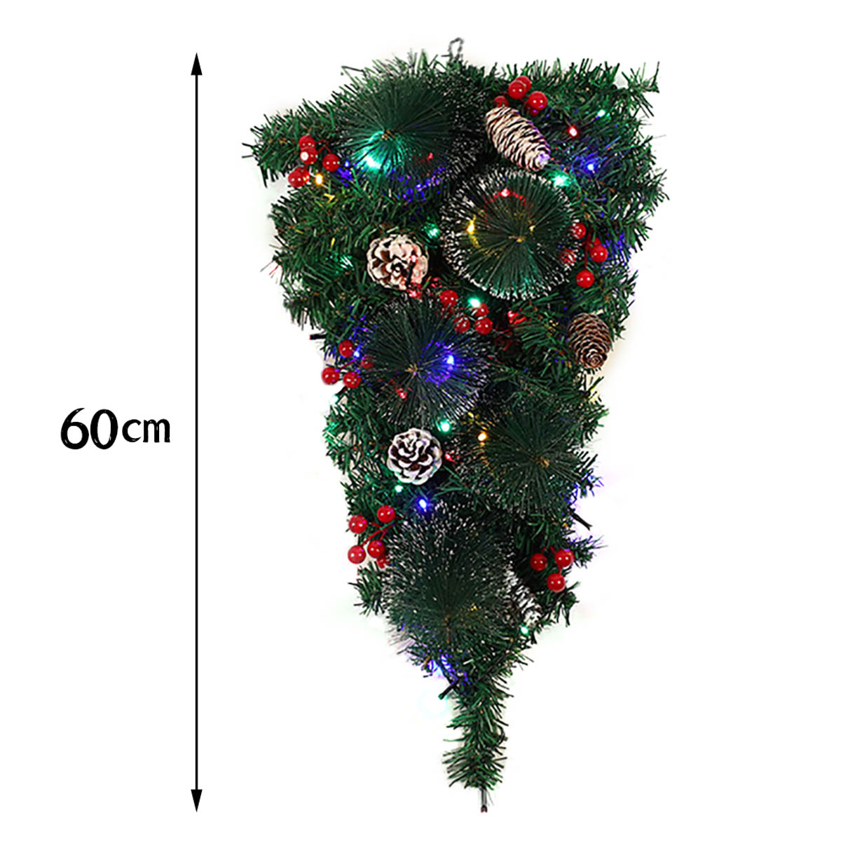 Living and Home Lighted Christmas Front Door Wreath 60cm Image 6