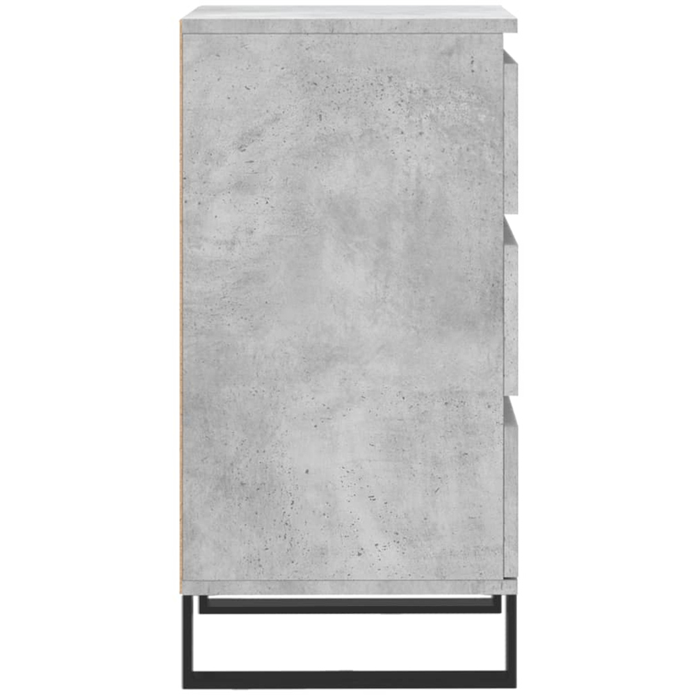 vidaXL 3 Drawer Concrete Grey Wooden Sideboard Image 7