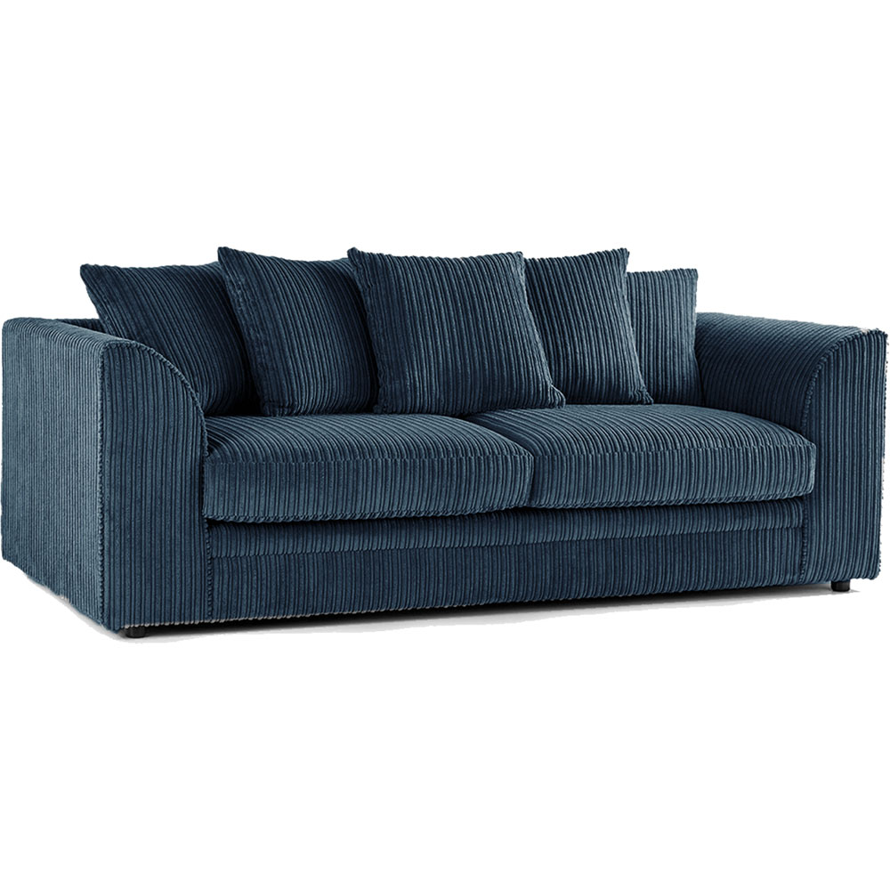 Luxor 5 Seater Navy Blue Jumbo Cord Scatter Back Sofa Suite Image 3