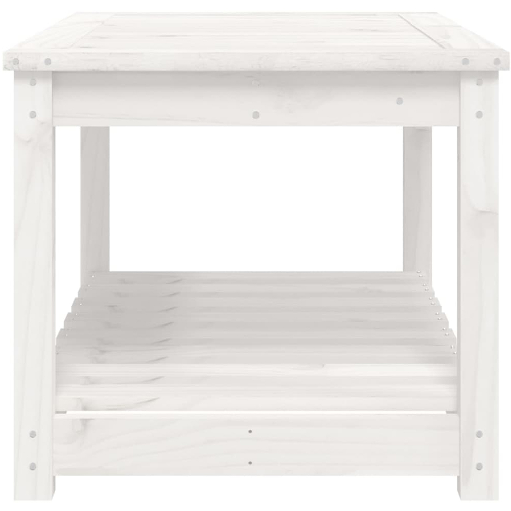 vidaXL Single Shelf White Solid Pine Wood Slatted Garden Table 82.5 x 50.5cm Image 4