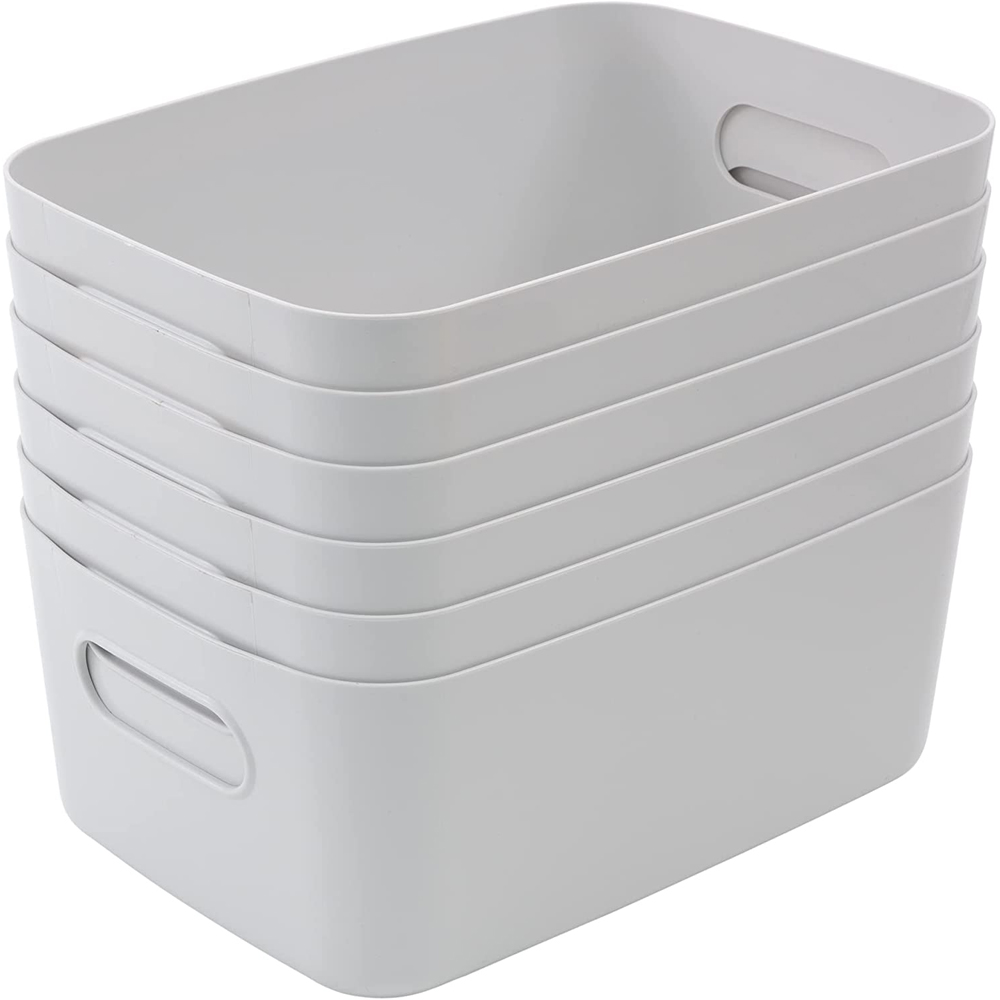 SA Products Grey Plastic Storage Basket Set of 6 Image 4