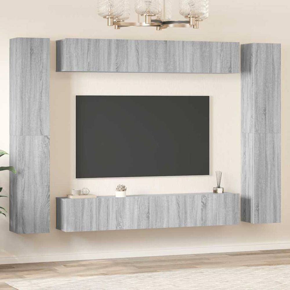 vidaXL 24 Shelf Grey Sonoma TV Cabinet Image 1