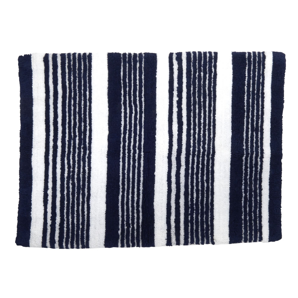 Wilko Blue Stripe Bath Mat Image 1