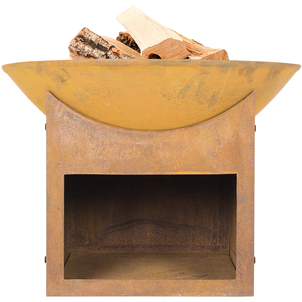 La Hacienda Fasa Oxidised Firepit with Log Store Image 1