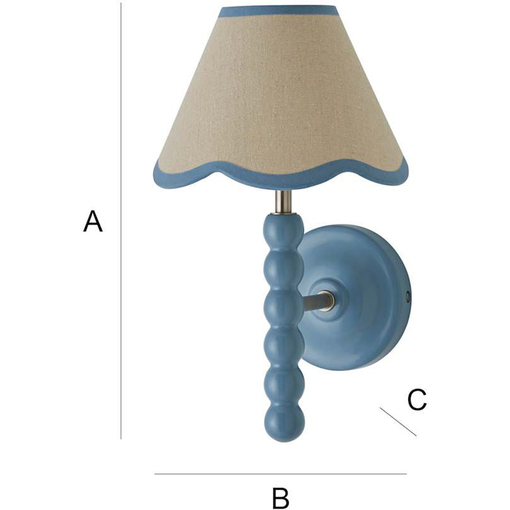 ValueLights Trim Scallop Shade Blue Bobbin LED Wall Light with Bulb 2 Pack Image 7